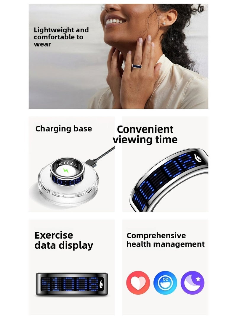Smart Prayer Counting Ring | Prayer Counter, Rosary Counter | Wearable, Waterproof Technology | Health Monitoring Ring | Available in Black, Gold, and Silver, supports caller ID, counter, timer, with display screen, heart rate measurement, blood oxygen measurement, sleep health monitoring, remote control photography, gesture TikTok scrolling, e-book page turning, multiple sports modes, menstrual cycle management, remote care smart ring; Waterproof rating IP68. Size 8, 9, 10, 11 - Image 4